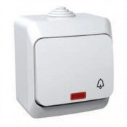  CEDAR PLUS N101JC wall mounted 1P switch with bell symbol and indicator light, IP44, white